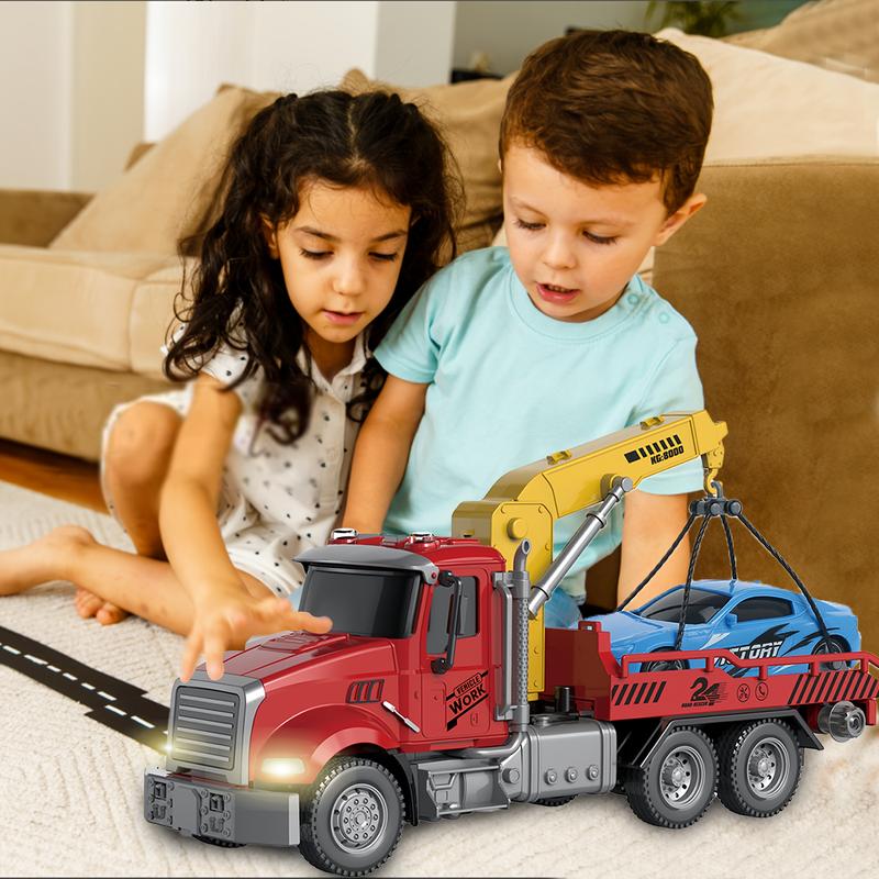 CreamKids Toy Truck, Many Parts Of The Toy Truck Are Retractable, Rotatable, Etc. The Tow Truck Can Rescue Cars Of Different Sizes