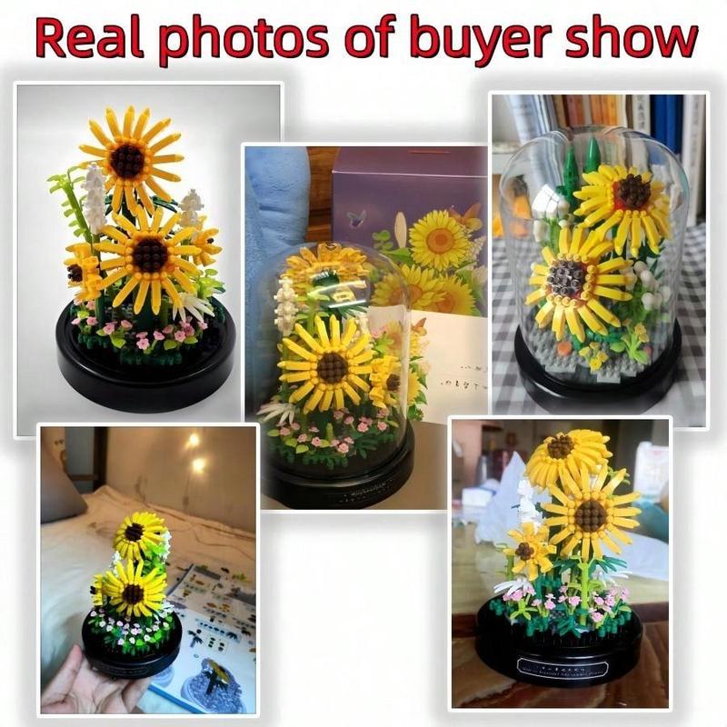 Sunflower Building Blocks Kit, 543pcs set Aesthetic Sunflower Building Blocks, Compatible Bricks Immortal Flower Rose Building Block Set, Great Gift for Friends and Lovers on Birthday, Gift for Girlfriend, Thanksgiving Christmas Gift Set