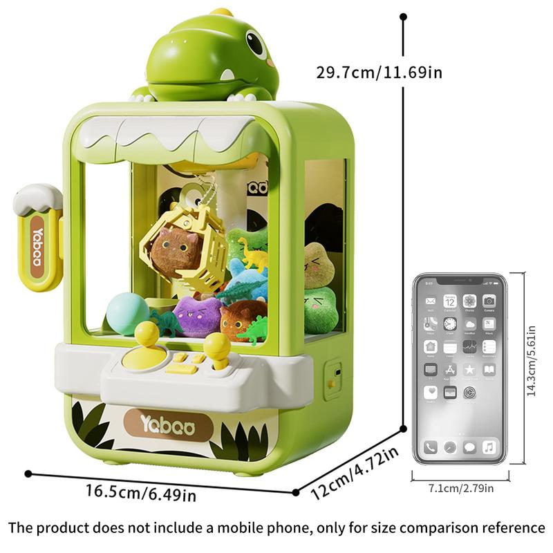 Cute Dinosaur Design Grabber Machine, 1 Set USB & Battery Powered Mini Candy Vending Grabber Machine with Dinosaur Toys & Mini Dolls & Mini Eggs, Novelty Toys, Thanksgiving Christmas Gift Set