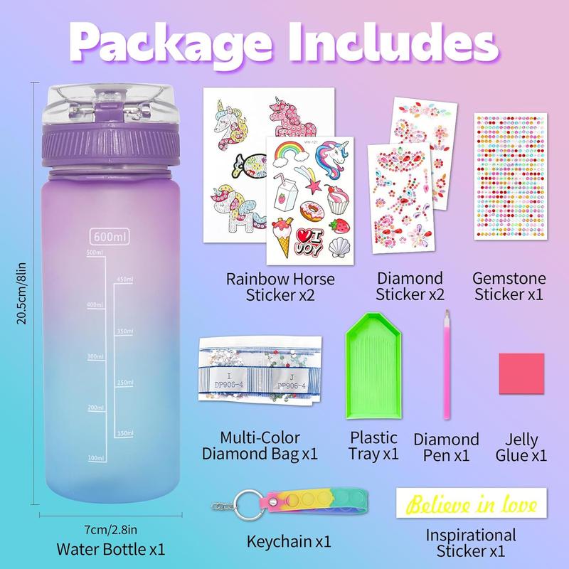 Christmas Gifts for Girls 4-12, Decorate Your Own Water Bottle Kits for Girls, Unicorn Diamond Crafts Painting Toys, Kids Water Bottle for School, Christmas and Birthday Gifts Toys for Girls