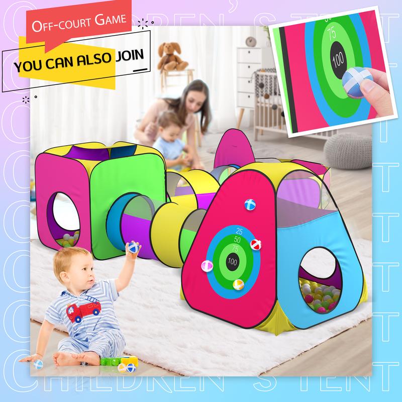 5pc Kids Play Tent for Girls and Boys 4-12 Years with  Ball Pits, Crawl Tunnels,Pop Up Kids Playhouse Indoor Outdoor Gift Toys