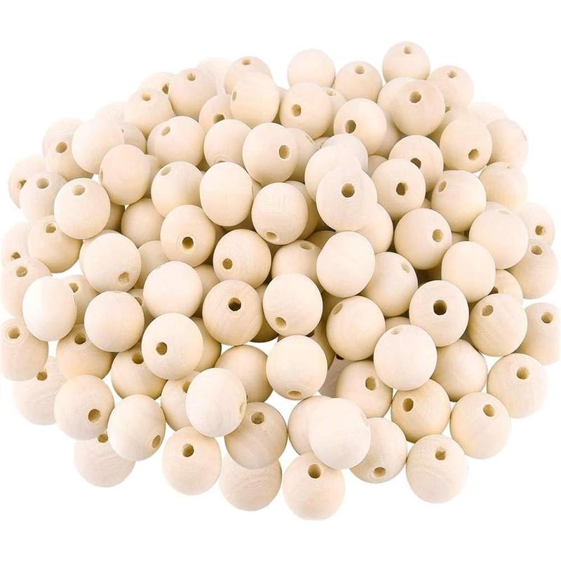 300 pieces, 12mm, wooden beads, round wooden spacer beads, natural wooden loose beads, suitable for handmade DIY, bracelet making, jewelry making