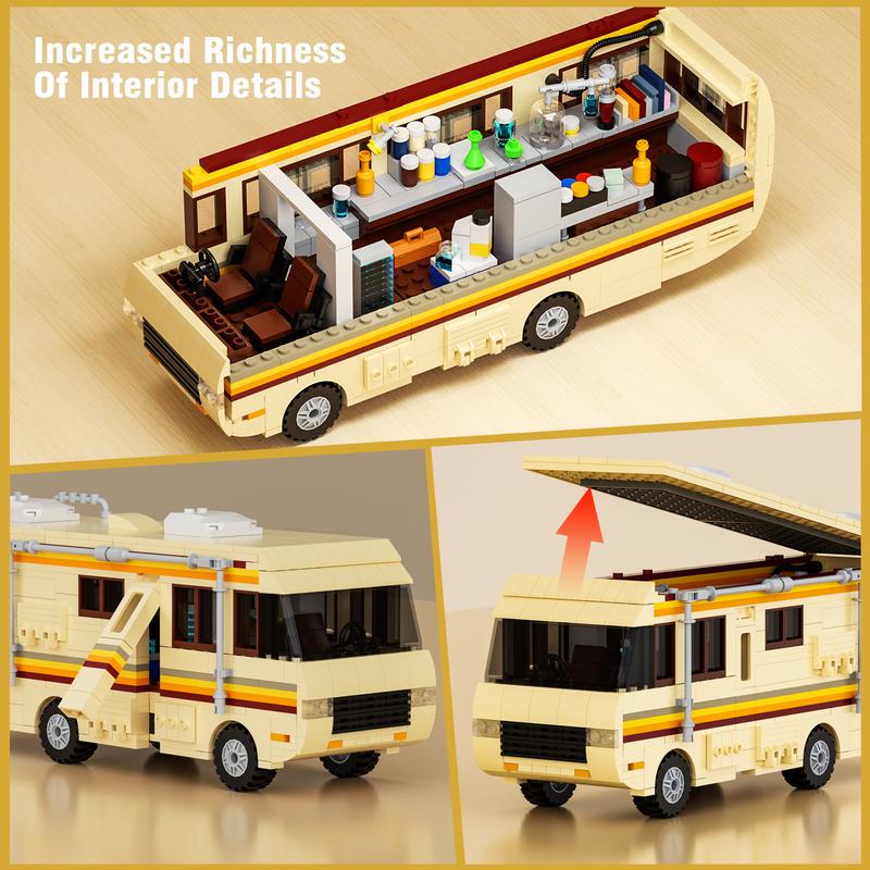 Breaking Bad RV Model Car Building Set, Creative Breaking Bad Merchandise Van Building Bricks Kit for Gifts, Educational DIY Building Set Toy for Teens & Adults