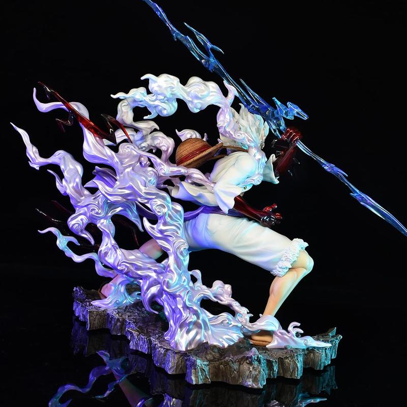 Luffy Gear 5 Figure, Sun God Nika Monkey D Luffy Action Figure, Anime Statue Model Toy Gift (With Light)