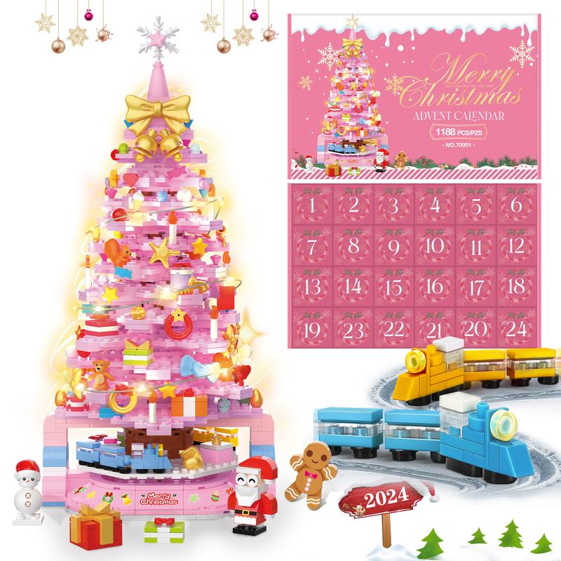 Advent Calendar 2024 Christmas Tree Building Toys Sets,24 Days Surprise Christmas Countdown,with mini Gingerbread Men,Snowmen,Santa Claus,Christmas Gifts Home Decoration for Aged 12 And Above