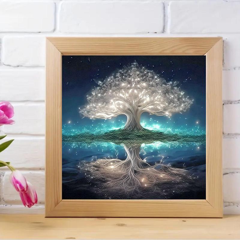 Glow in The Dark Tree Pattern DIY Diamond Art Painting Kit without Frame, DIY 5D Diamond Arts Painting Kit, Wall Art Decor for Home Living Room Bedroom