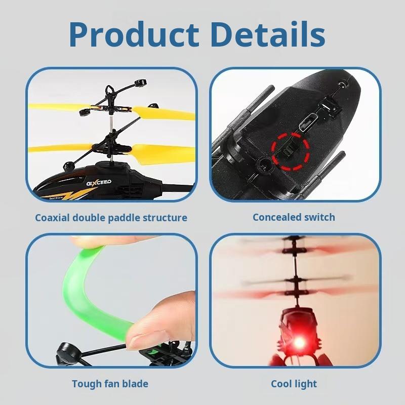 Outdoor Mini Helicopter Toy: USB - Rechargeable, LED - Illuminated, Infrared - Sensing, Flashing, Remote - Controlled, Crash - Resistant Hovering Wonder