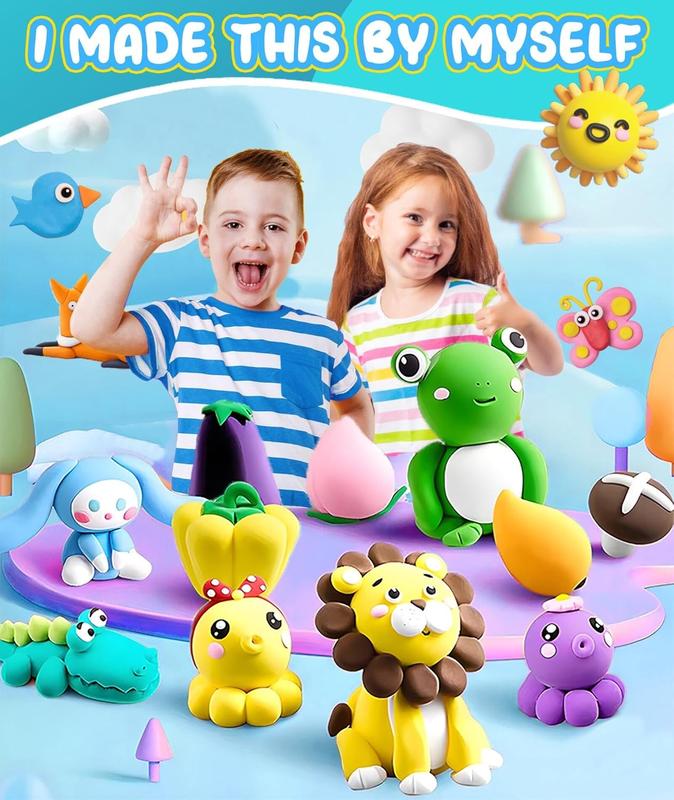 Christmas Gift For Kids Air Dry Clay - 60 Colors Air Dry Clay for Kids Adults, Polymer Modeling Foam Soft Magic Clay Crafts Kits for Kids Kids