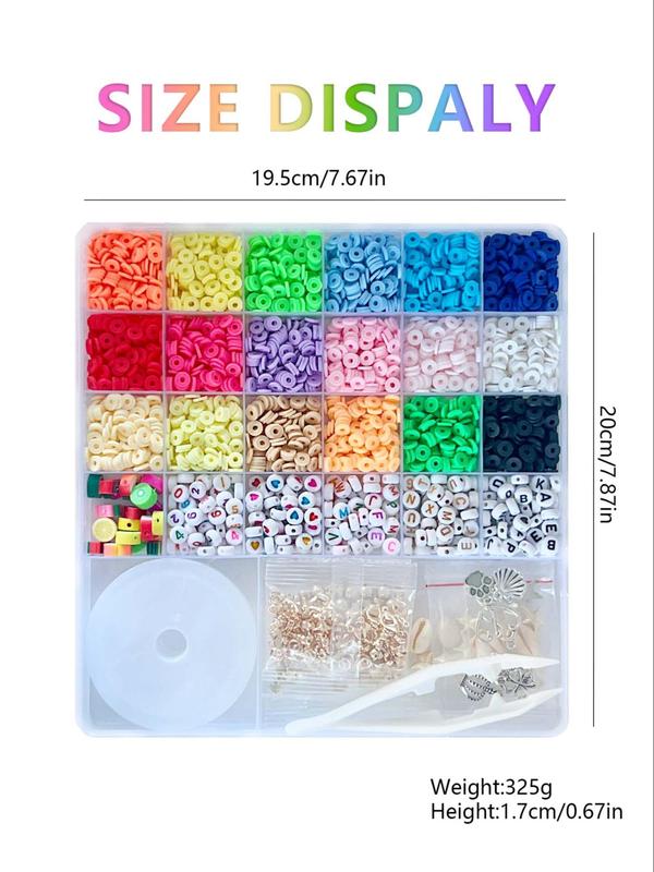 Random 18 Colors Clay Bead Kit, 1 Set DIY Jewelry Making Kit, Including Letter Beads & Spacer Beads for Girls, DIY Jewelry Crafts Gifts