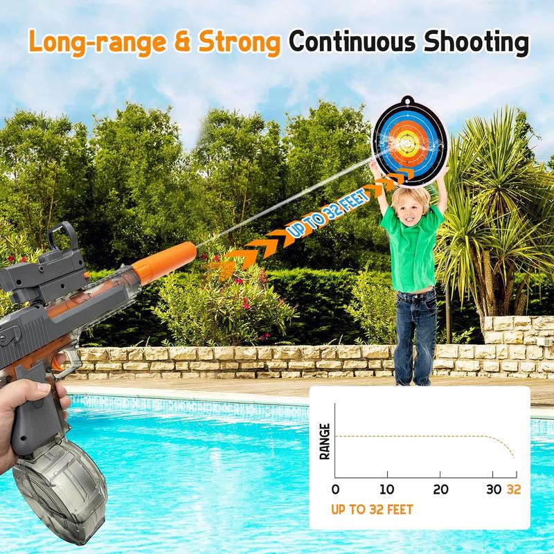 Powerful Electric Water Gun, Automatic Squirt Gun up to 32Ft Long Range, 300 Water Shots, Classic Strong Squirt Gun, Summer Outdoor Swimming Pool Water Toy for Adult Kids outdoor toys blue memory training and observation blasters & toy guns