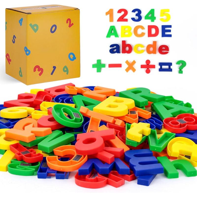 104pcs Magnetic Letters Numbers Alphabet Fridge Magnets Plastic Learning Toys Set for Kids Boys Girls Learning Toys