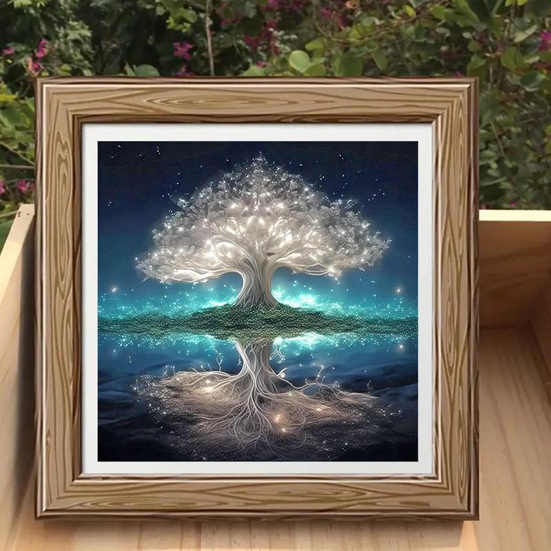 Glow in The Dark Tree Pattern DIY Diamond Art Painting Kit without Frame, DIY 5D Diamond Arts Painting Kit, Wall Art Decor for Home Living Room Bedroom