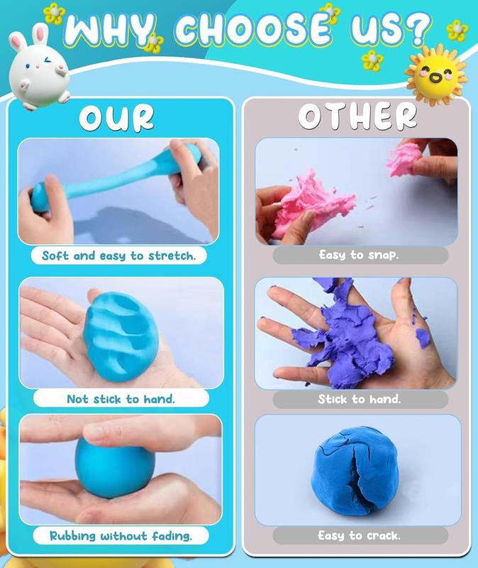 Christmas Gift For Kids Air Dry Clay - 60 Colors Air Dry Clay for Kids Adults, Polymer Modeling Foam Soft Magic Clay Crafts Kits for Kids Kids