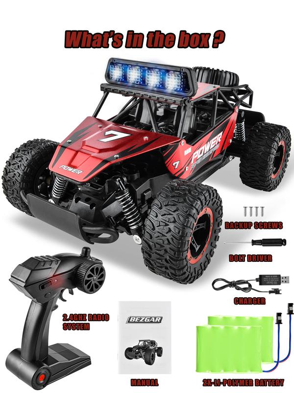 BEZGAR TB141 RC Cars-1:14 Scale Remote Control Car, 2WD High Speed 20 Km h Electric Toy Off Road RC Car Vehicle Truck Crawler with LED Headlight and Two Rechargeable Batteries for age 4+