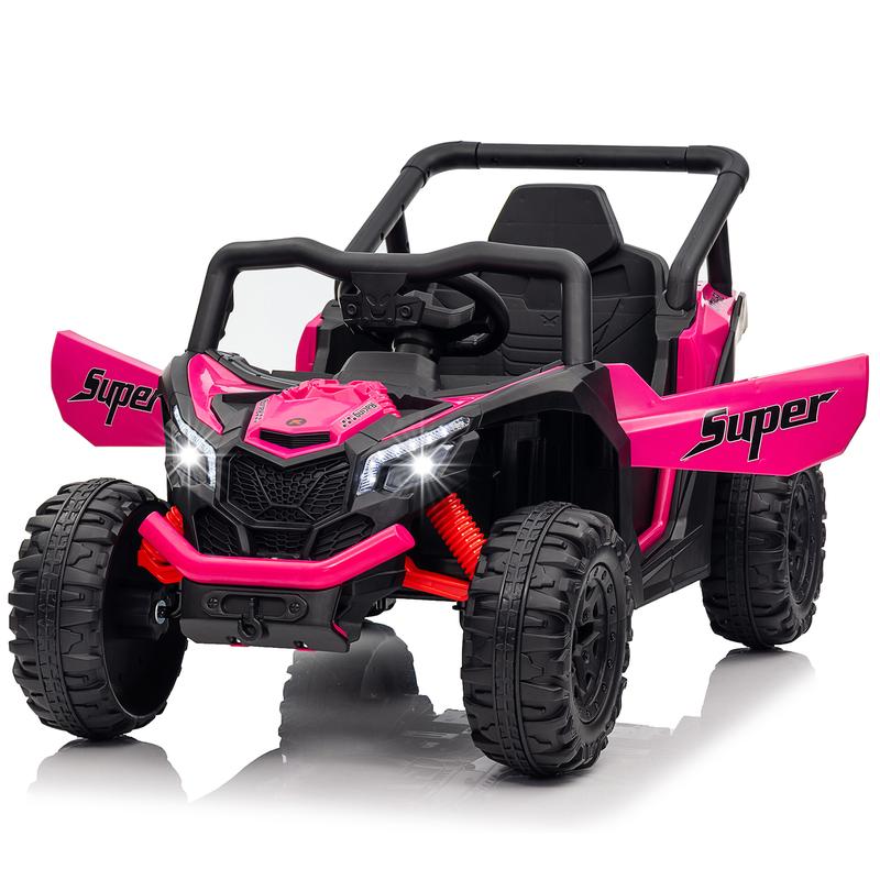 POSTACK 12 Volt Ride on Car with Remote Control, Battery Powered Electric Vehicle for Boys Girls, Off Road Ride on Toy for Kids to Drive, Power 4 Wheels for Toddler with LED Lights, Bluetooth, Pink pink remote control hobby