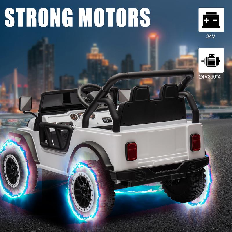 POSTACK 24 Volt Ride on Toys, 4x4 Kids Ride on Car with Parental Remote Control, Power 4 Wheels Electric Car for Kids to Drive, 24V Kids UTV with Music, Bluetooth for Boys Girls, White