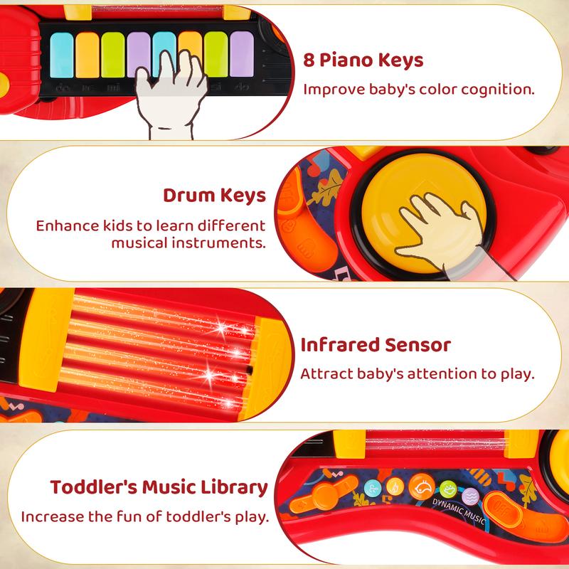 Kids Piano Guitar 2 in 1 Musical Instruments for Kids Piano Toddler Toy Kids Guitar with Strap Electric Guitar for Kids Music Toys for Boys Girls Gifts kids  guitar