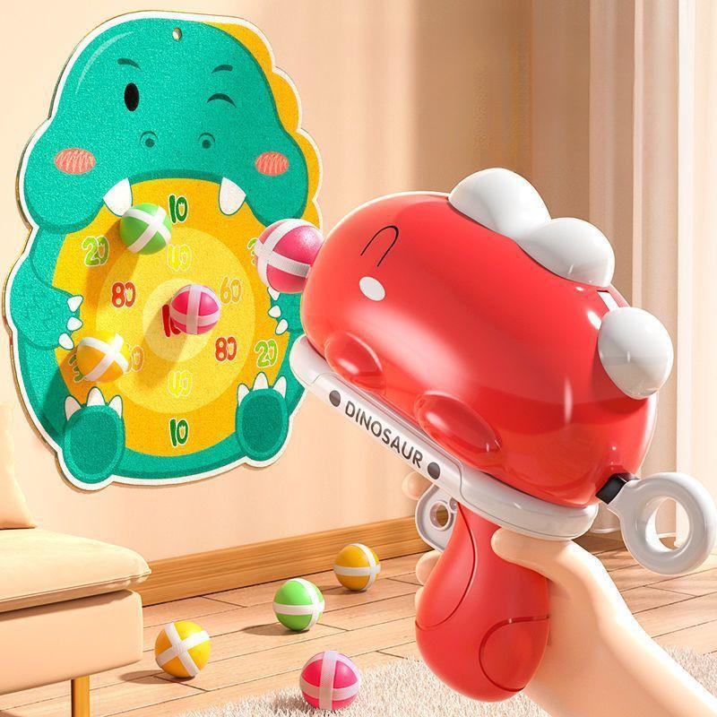 Dinosaur Dart Board Toys Set, 1 Set Dart Board Including 1 Count Board & 12pcs Random Color Sticky Balls & 1 Count Dinosaur Design Launcher, Indoor & Outdoor Party Play Game Toy,Christmas gifts