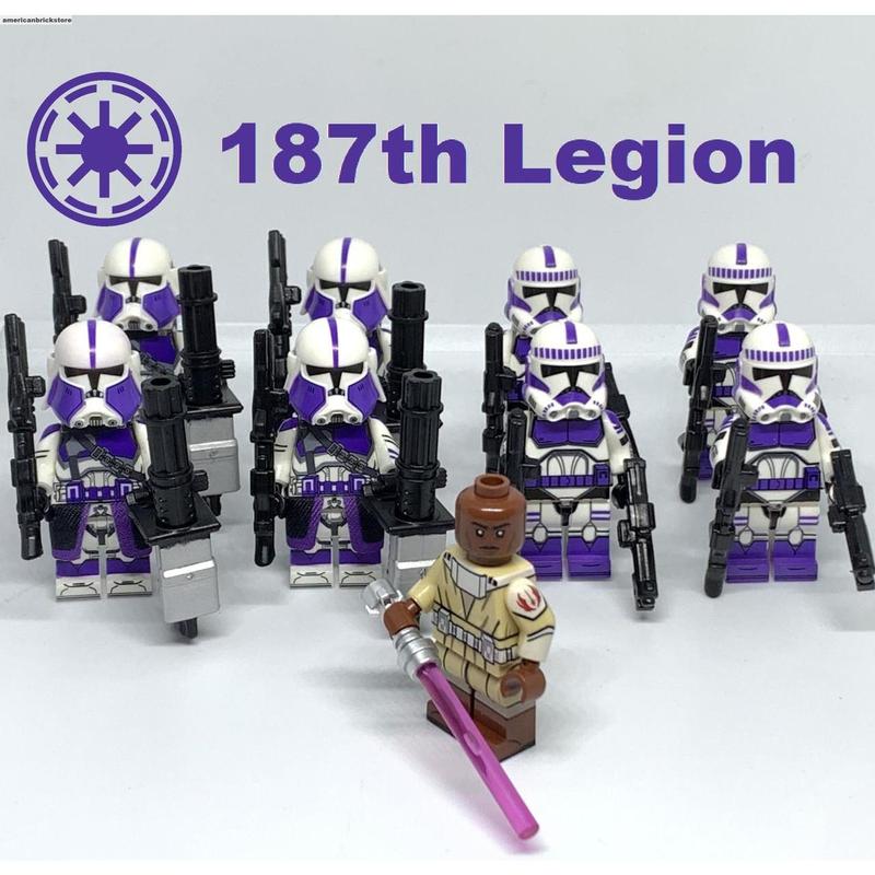 Mace Windu and 187th Legion Clone Trooper Minifigures Clone Wars Minifigures