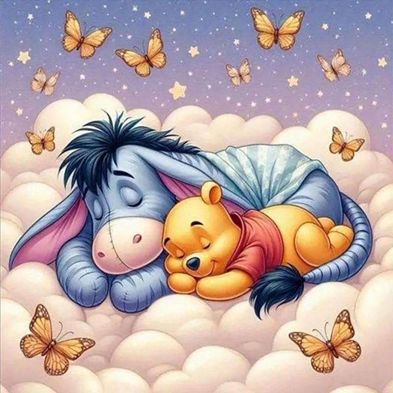 Winnie The Pooh & Donkey DIY Diamond Arts Colorful Painting Kit without Frame, DIY 5D Diamond Arts Painting for Bedroom Home Wall Decor