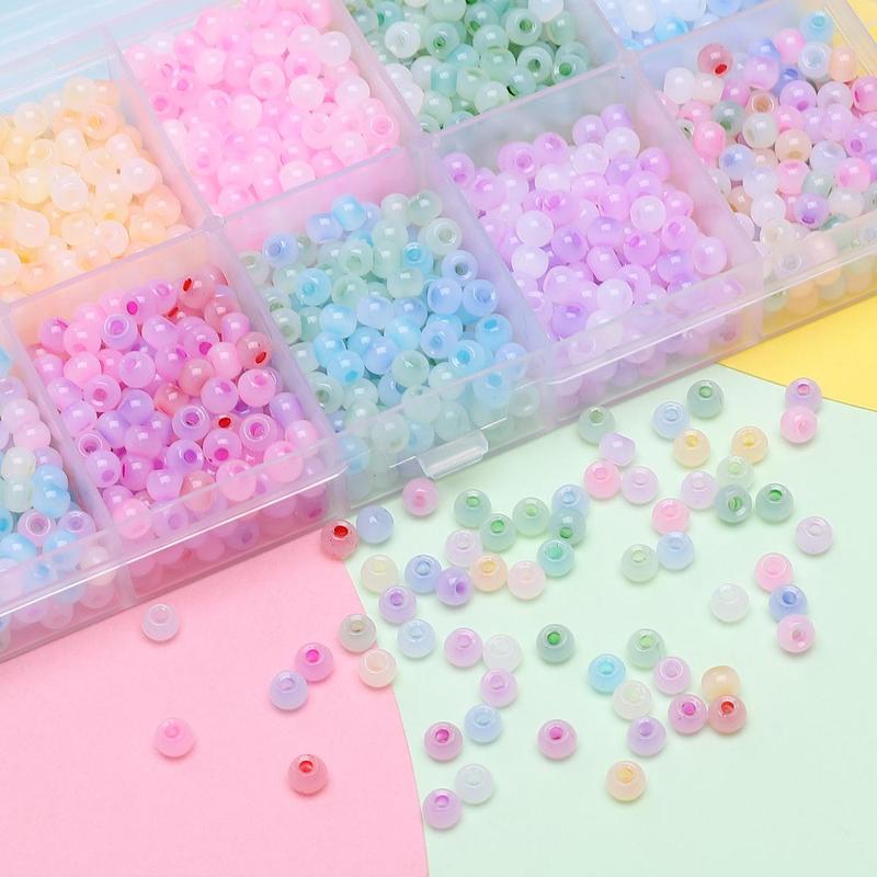 4mm Cat Eye Glass Spacer Beads (1500pcs box), Colorful Beads for Jewelry Making, DIY Craft for Gift Set