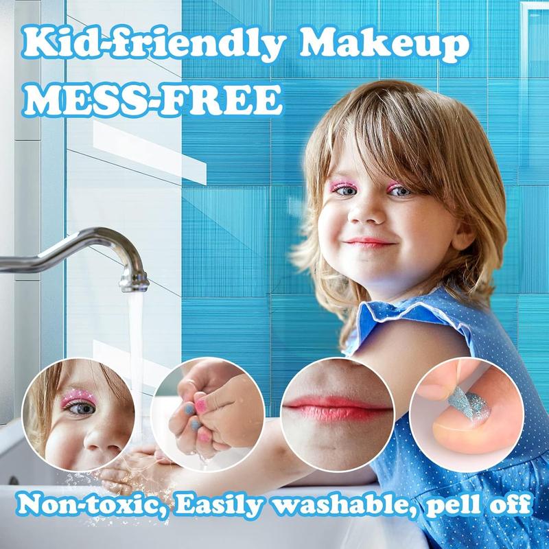 Kids Makeup Kit for Girls, Washable Real Makeup Set for Little Girls, Princess Frozen Toys for Girls Toys for 4 5 6 7 8 Year Old, Kids Play Makeup Starter Kit Cosmetic Beauty Set Frozen Makeup Set