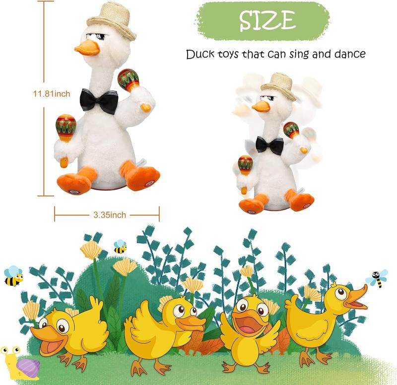 Talking duck toy, Easter duck, electric dancing light rattle toy, shake hands, talking toy repeat what you say, wriggling dancing duck sing C1