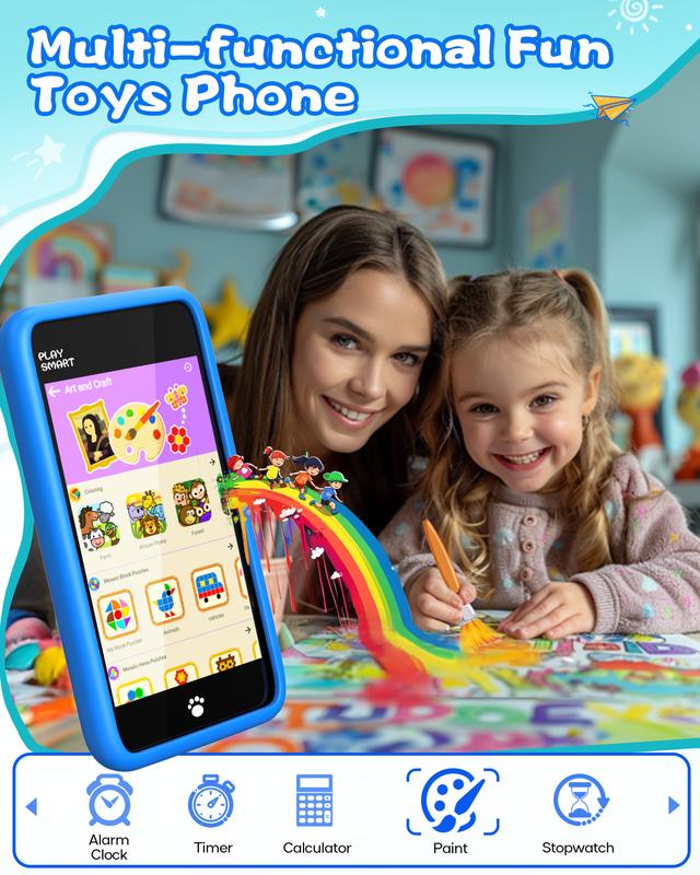 Dekala PlaySmart Kids Phone Toys Age 3-12, 180° Rotatable Camera, Music Player, 2.8