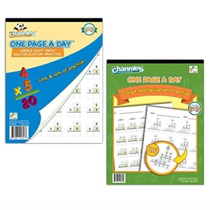 Channie's 2 Pack Multiplication Math Kit- Single Digit & Double Digit Math Workbooks