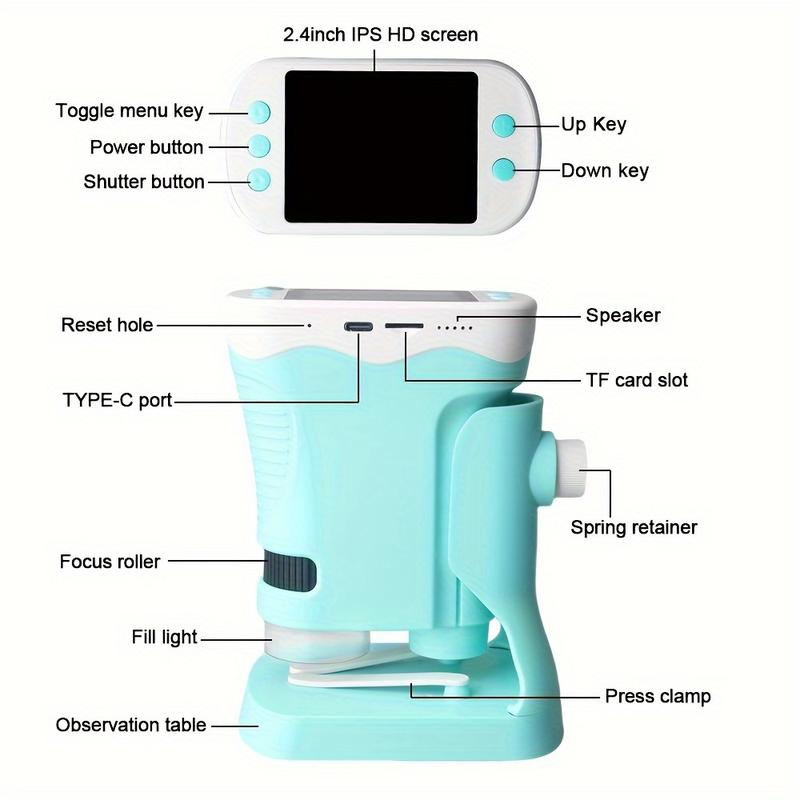 Mini Digital Microscope 50X Lab Microscope Children Science Microscope Kids Biological Outdoor Microscope, Portable Educational Science Toys Birthday Christmas Gift For Age 3 4 5 6 7+ Boys Girls