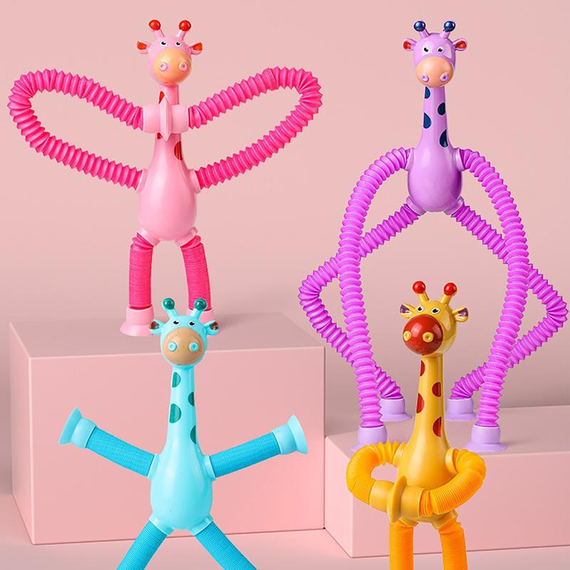 Telescopic Giraffe Toy 4 Counts Super Fun Creative Streching Tube Toy