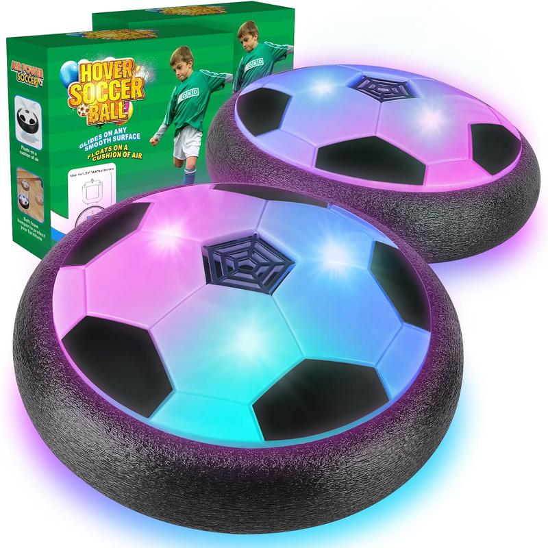 2 Pack Hover Soccer Ball with 8 Pcs Batteries, Air Floating Soccer Toy with LED Lights and Foam Bumper, Indoor Games for Kids 4-8-12, Toys Gifts for 3 4 5 6 7 8 9 Year Old Boys Girls hover soccer electronic scoreboard hover  ball LED Light