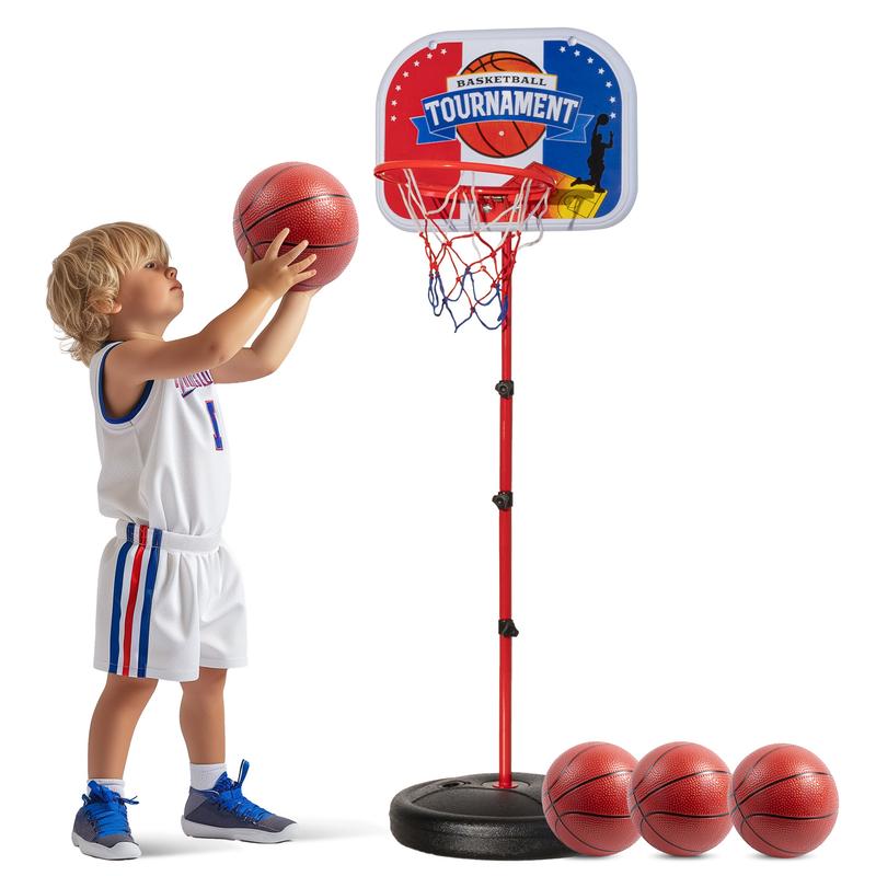 Geyiie Kids Basketball Hoop Toddler Indoor Outdoor Ball Hoops Slam Dunk, Adjustable Height 2-5Ft, Sturdy & Secure, Easy Assembly, Portable, 3 Balls