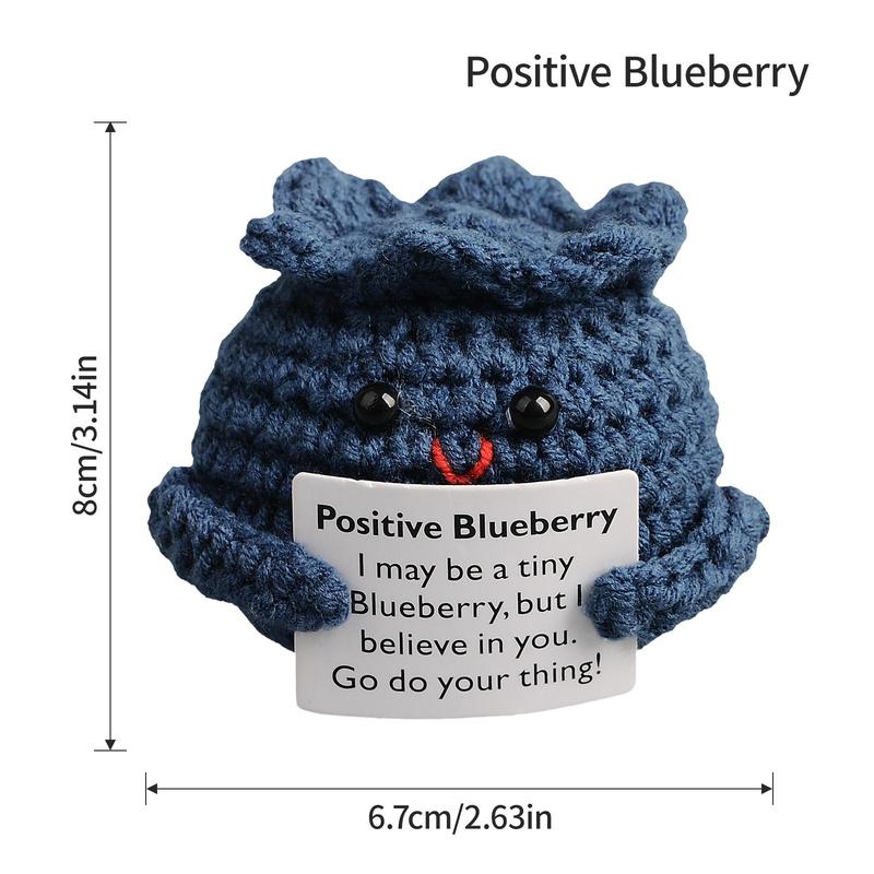 Positive Blueberry Doll Crochet Decor, 2 Counts Cute Creative Handmade Crochet Decor, Positive Doll Decor for Home Office Desk, Home Decor