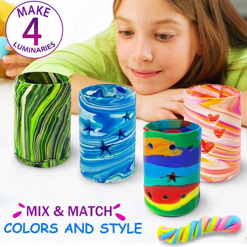 MHMYDIS Make Your Own Clay Luminaries - Arts and Crafts Clay kit for Boys Girls and Teens Age 6 7 8 9 10 11 12 Year Old and up - Creative Clay Lantern Toys for 8-12 Year Olds