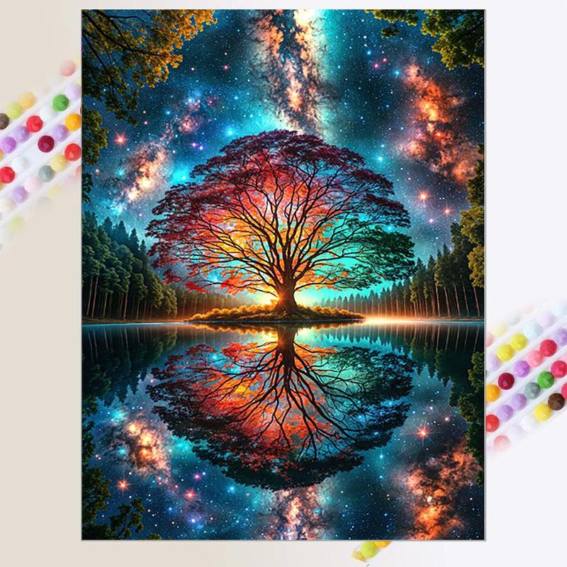 5D DIY Diamond Arts Colorful Painting Kit, 1 Set Tree & Sky Pattern Diamond Arts Colorful Painting without Frame, Handmade Art Crafts for Home Decor