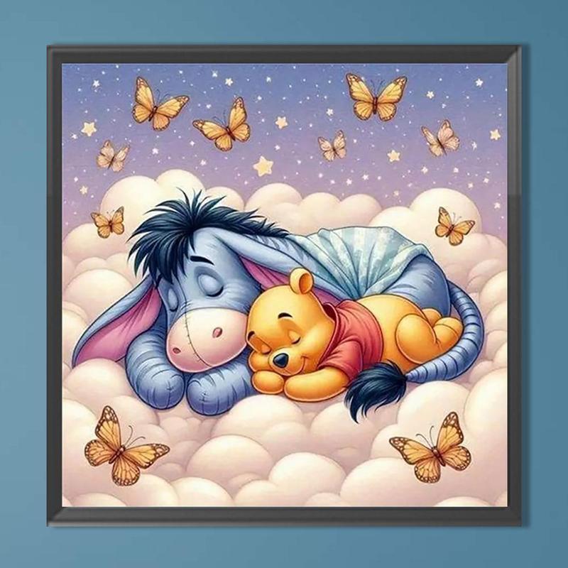 Winnie The Pooh & Donkey DIY Diamond Arts Colorful Painting Kit without Frame, DIY 5D Diamond Arts Painting for Bedroom Home Wall Decor