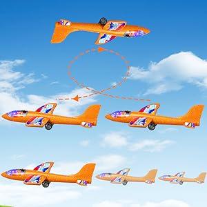 New 3 Pack Foam Airplanes for Kids, 2 Flight Modes Toys, Outdoor Flying Toys