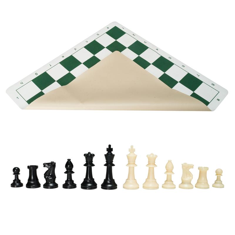 VEVOR Tournament Chess Set, 20 Inch Roll-Up Beginner Chess Board, Foldable Silicone Chess Game with Plastic Weighted Chess Pieces & Storage Bag, Portable Travel Chess Board Gift for Family