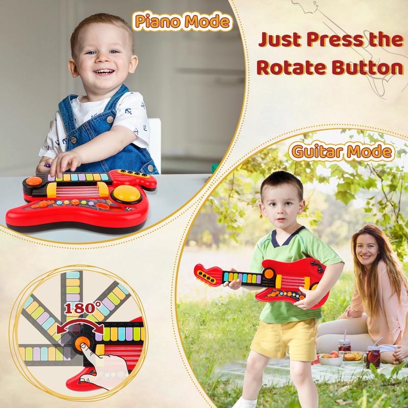 Kids Piano Guitar 2 in 1 Musical Instruments for Kids Piano Toddler Toy Kids Guitar with Strap Electric Guitar for Kids Music Toys for Boys Girls Gifts kids  guitar