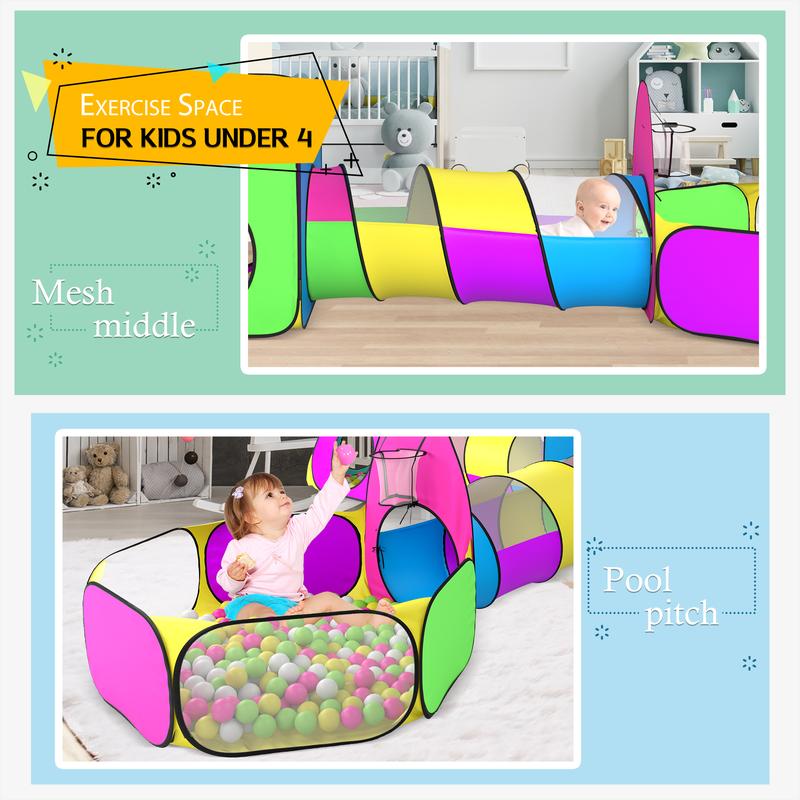 5pc Kids Play Tent for Girls and Boys 4-12 Years with  Ball Pits, Crawl Tunnels,Pop Up Kids Playhouse Indoor Outdoor Gift Toys