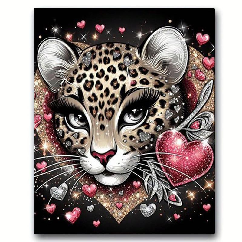 Leopard Pattern DIY Diamond Arts Colorful Painting Kit without Frame, DIY 5D Diamond Arts Colorful Painting Kit, Wall Art Decor for Home Living Room Bedroom