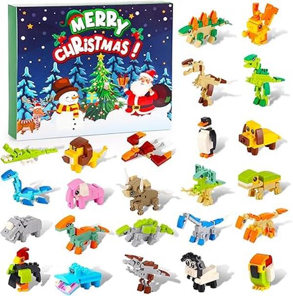 Advent Calendar 2024 Kids Toys, 24 Days Animal Building Blocks Christmas Countdown Calendar, Surprise Christmas Animal Building Toys for Kids Christmas Gifts for Boys Girls Age 4-12 Years Old