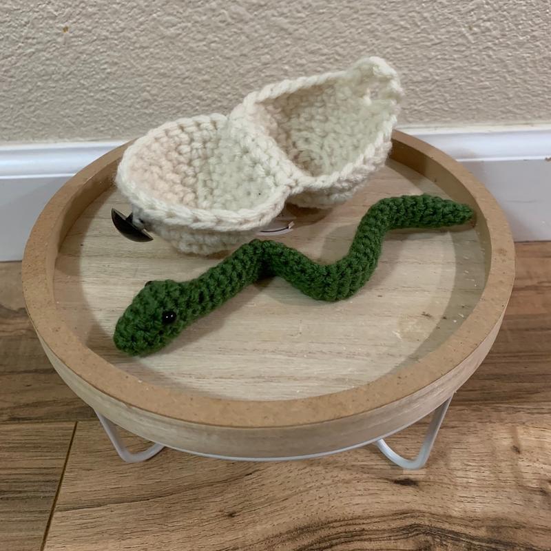 Crocheted Movable Hatchling Snake with Egg