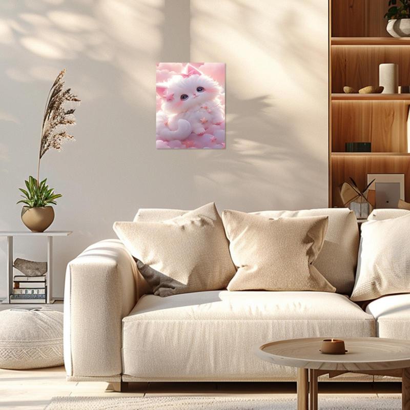 Cute Cat Pattern DIY Oil Painting Without Frame, DIY Paint By Number Hanging Kit For Beginner, DIY Home Decor