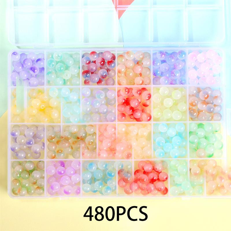 300 480pcs Glass Beads Bracelet Making Kits Crystal Beads for Jewelry Making Round Gemstone Stone Beads with Rondelle Spacer Beads DIY Crafts 8mm