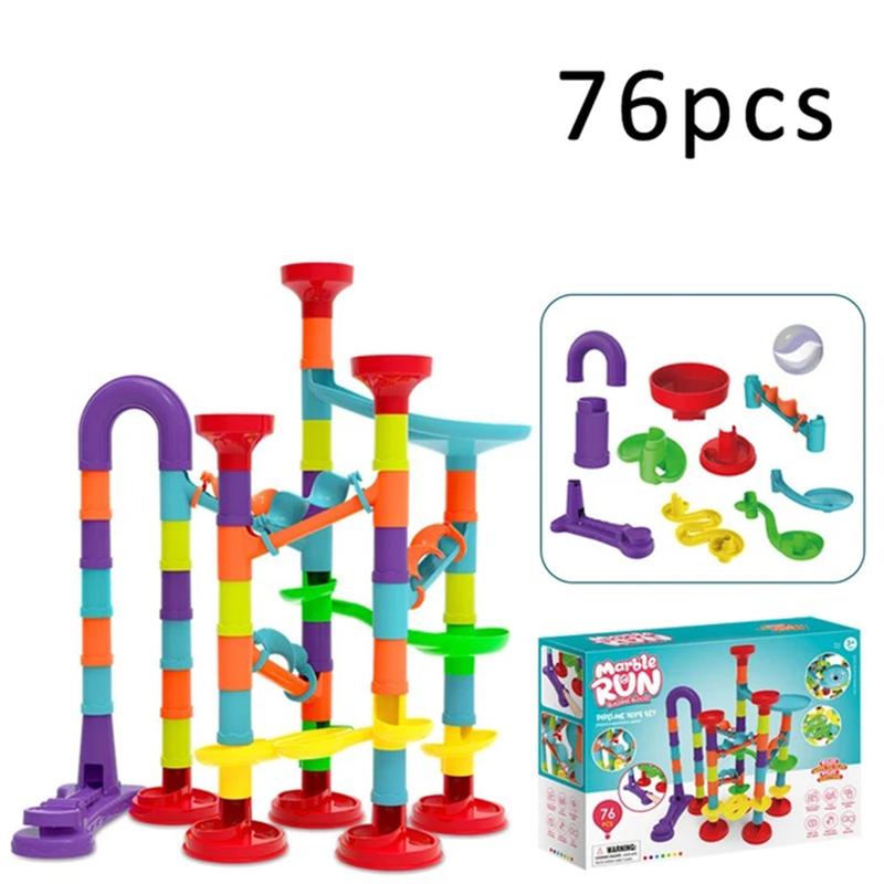 DIY Construction Marble Run Race Track Building Blocks Kids 3D Maze Ball Roll Toys Children Christmas Gift 45 93 113 142pcs Set