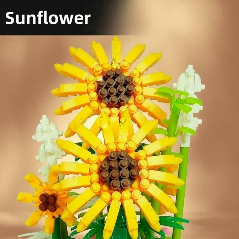 Sunflower Building Blocks Kit, 543pcs set Aesthetic Sunflower Building Blocks, Compatible Bricks Immortal Flower Rose Building Block Set, Great Gift for Friends and Lovers on Birthday, Gift for Girlfriend, Thanksgiving Christmas Gift Set