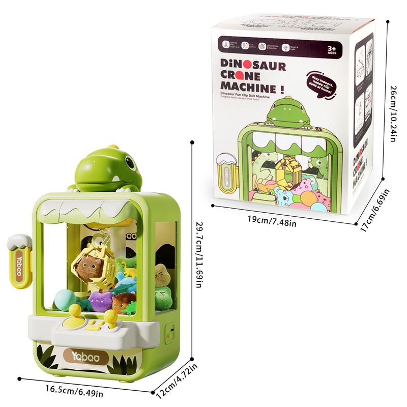 Cute Dinosaur Design Grabber Machine, 1 Set USB & Battery Powered Mini Candy Vending Grabber Machine with Dinosaur Toys & Mini Dolls & Mini Eggs, Novelty Toys, Thanksgiving Christmas Gift Set