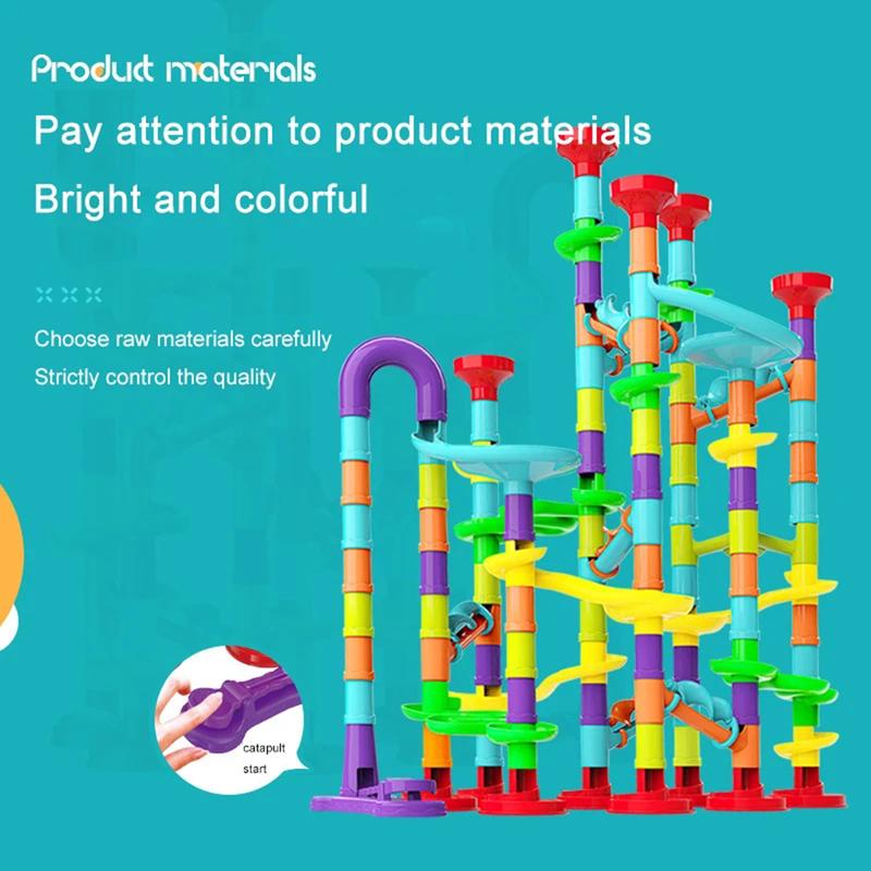 DIY Construction Marble Run Race Track Building Blocks Kids 3D Maze Ball Roll Toys Children Christmas Gift 45 93 113 142pcs Set